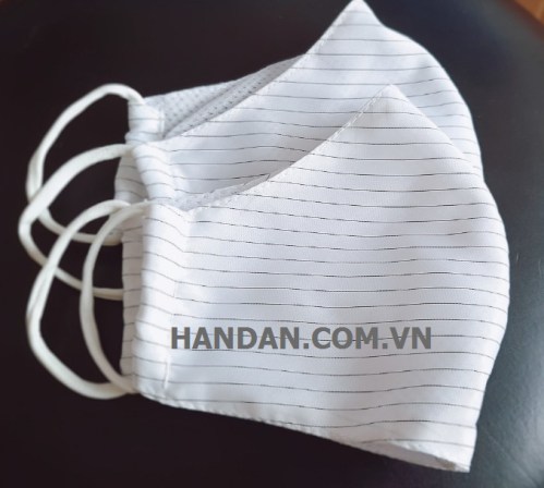 Electrostatic Discharge (ESD) cloth mask for cleanroom use.